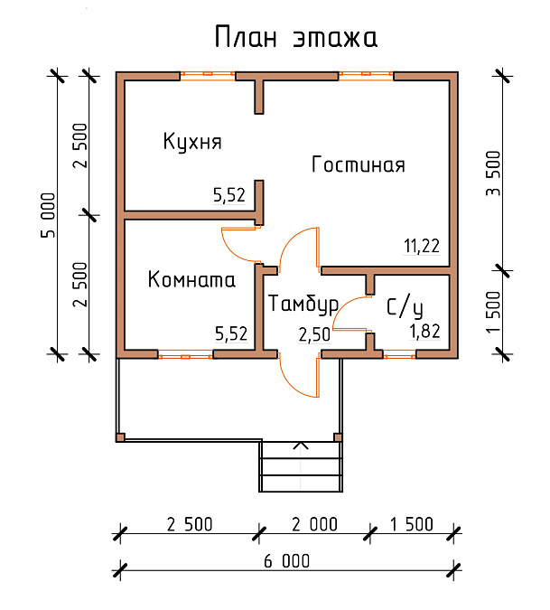 Дом (каркас) № 1А (5х6 м) в Ульяновске
Дом (каркас) № 1А (5х6 м)