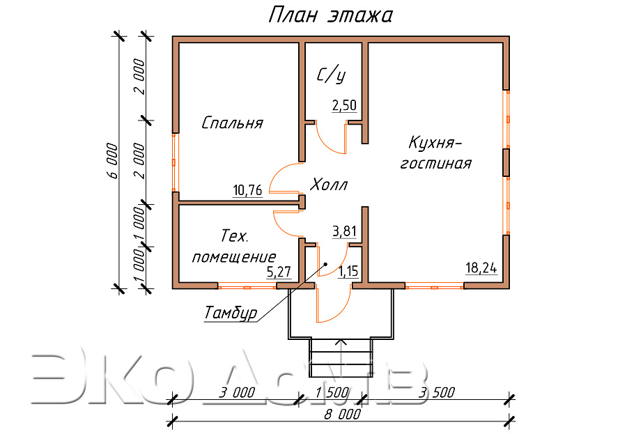 Дом (каркас) № 1б (6х8 м) в Ульяновске
Дом (каркас) № 1б (6х8 м)